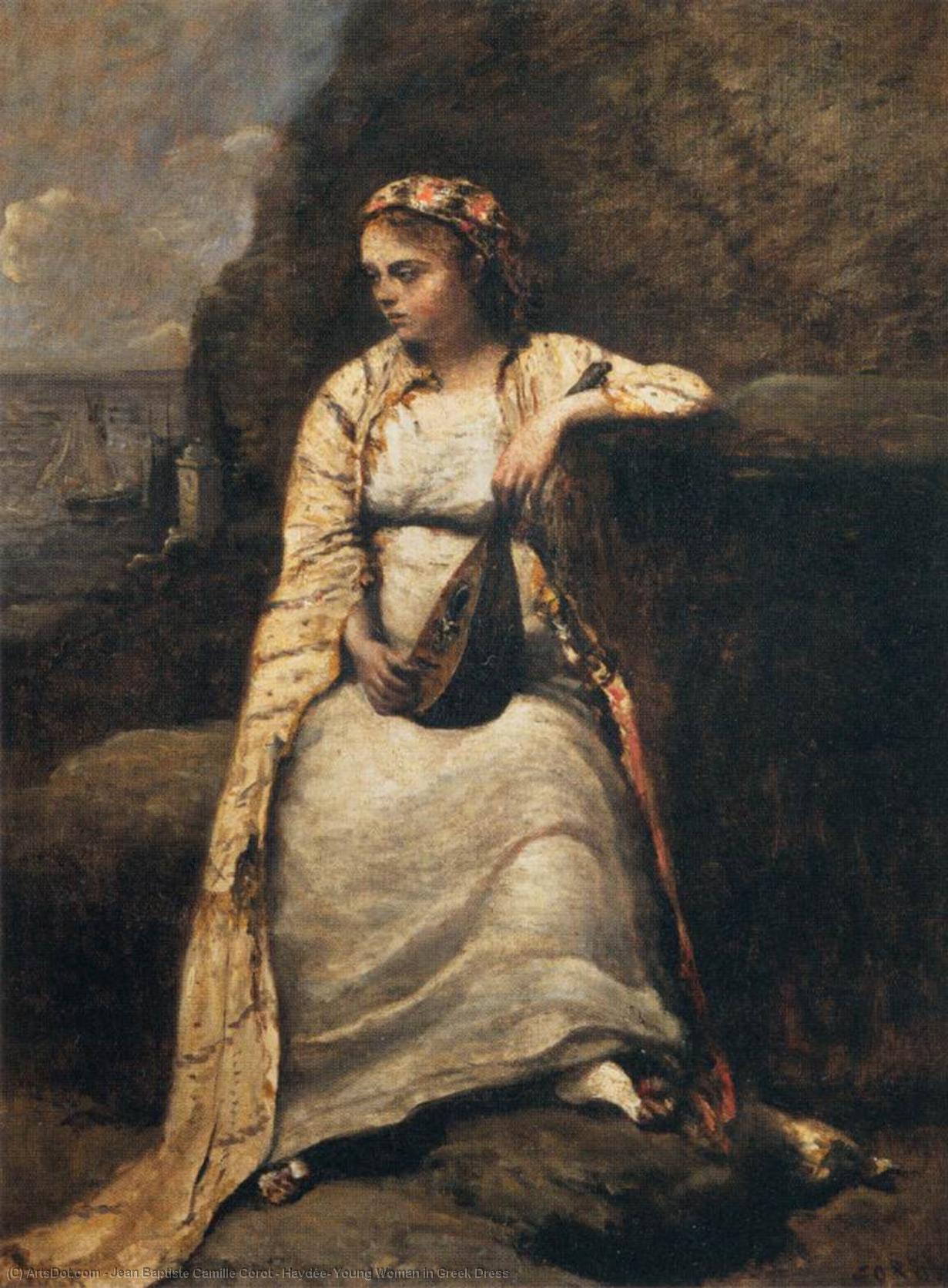 Wikioo.org - The Encyclopedia of Fine Arts - Painting, Artwork by Jean Baptiste Camille Corot - Haydée, Young Woman in Greek Dress