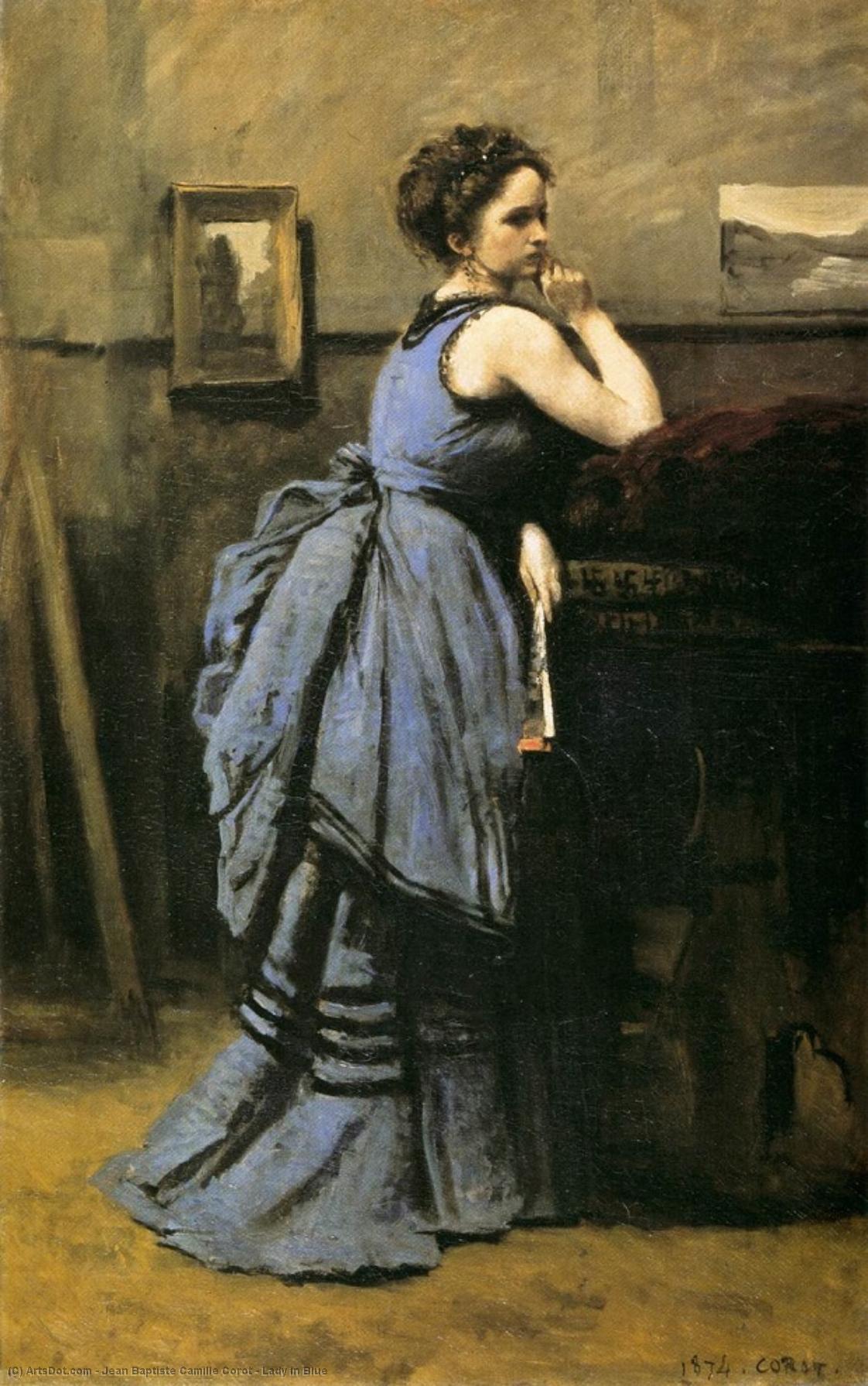 Wikioo.org - The Encyclopedia of Fine Arts - Painting, Artwork by Jean Baptiste Camille Corot - Lady in Blue