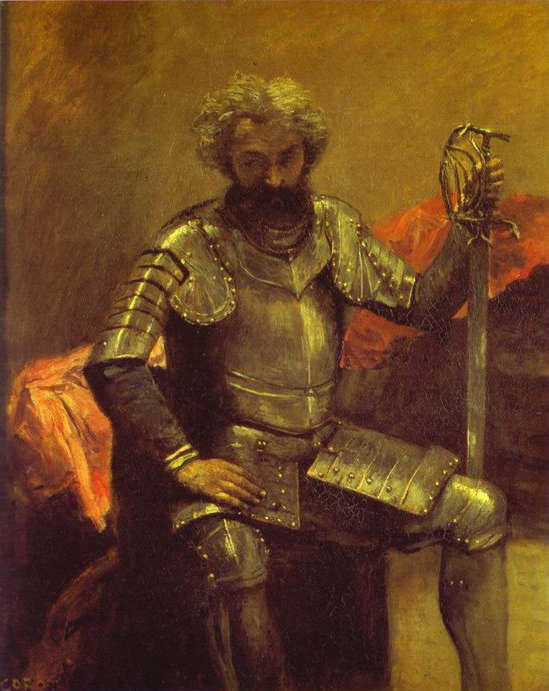 Wikioo.org - The Encyclopedia of Fine Arts - Painting, Artwork by Jean Baptiste Camille Corot - Man in Armor or Seated Man at Arms