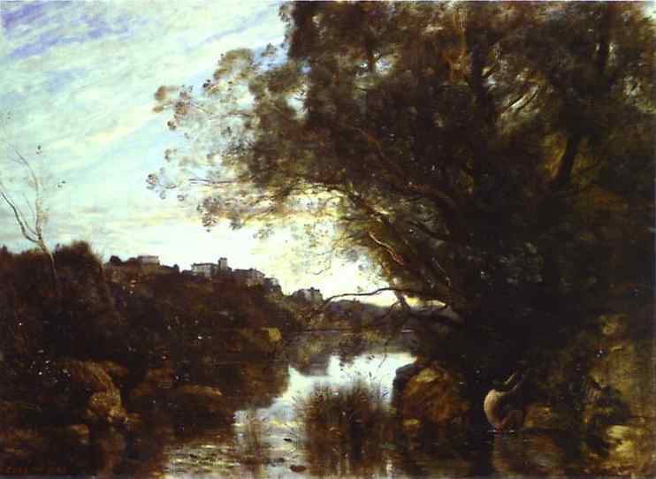 Wikioo.org - The Encyclopedia of Fine Arts - Painting, Artwork by Jean Baptiste Camille Corot - Memory of Lake Nemi