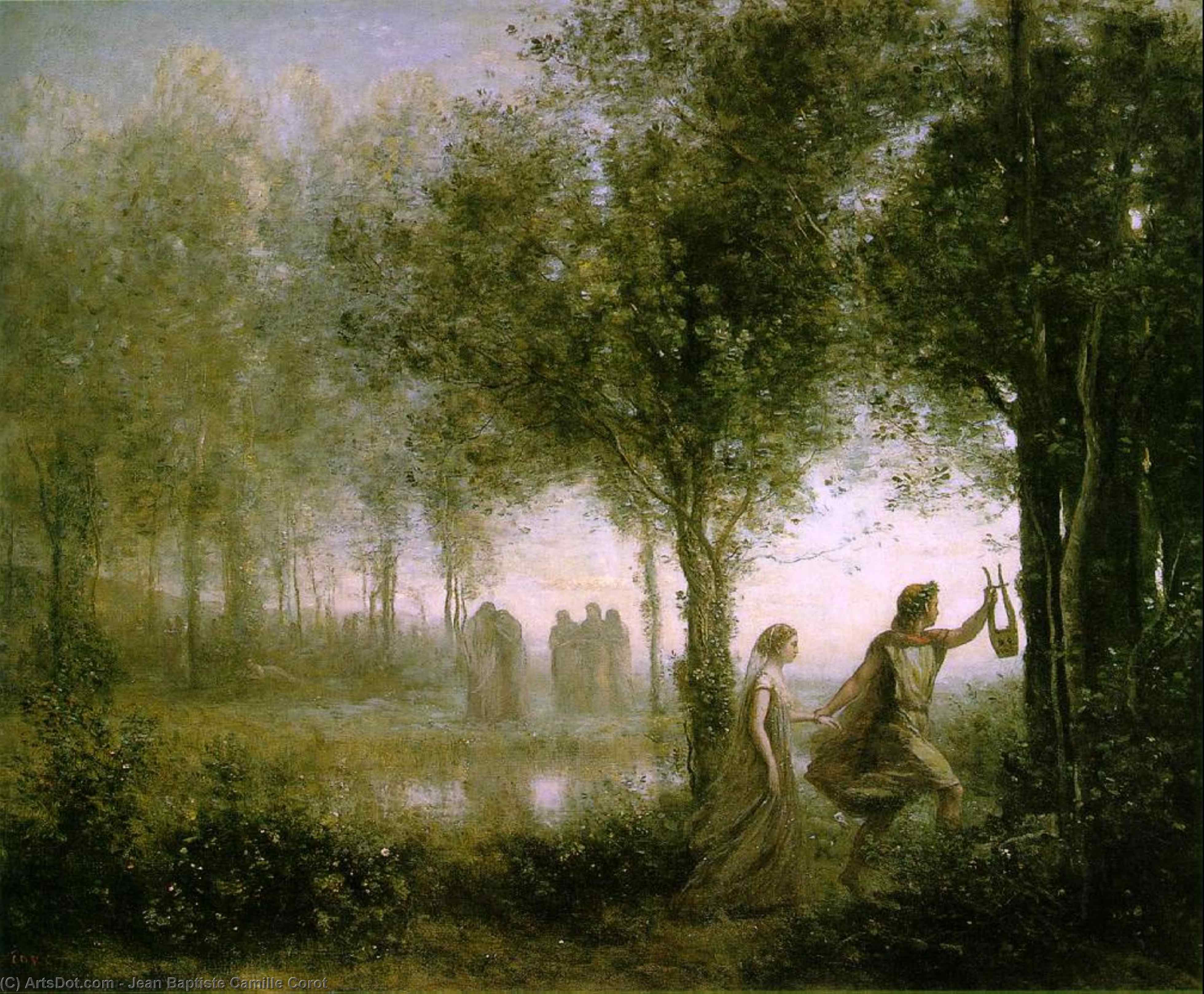 Wikioo.org - Bách khoa toàn thư về mỹ thuật - Vẽ tranh, Tác phẩm nghệ thuật Jean Baptiste Camille Corot - Orpheus Leading Eurydice from da Underworld