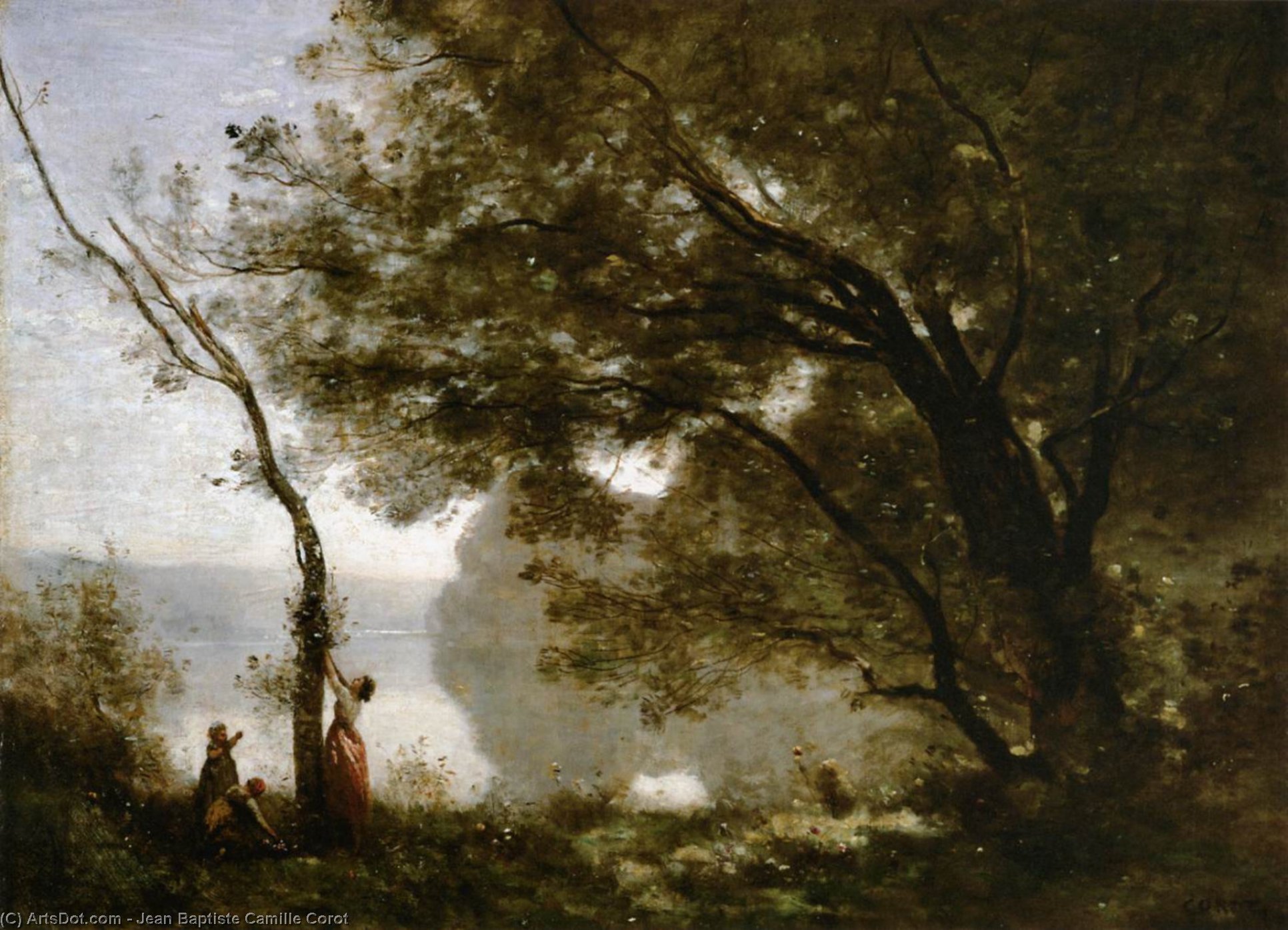 Wikoo.org - موسوعة الفنون الجميلة - اللوحة، العمل الفني Jean Baptiste Camille Corot - Souvenir of Mortefontaine
