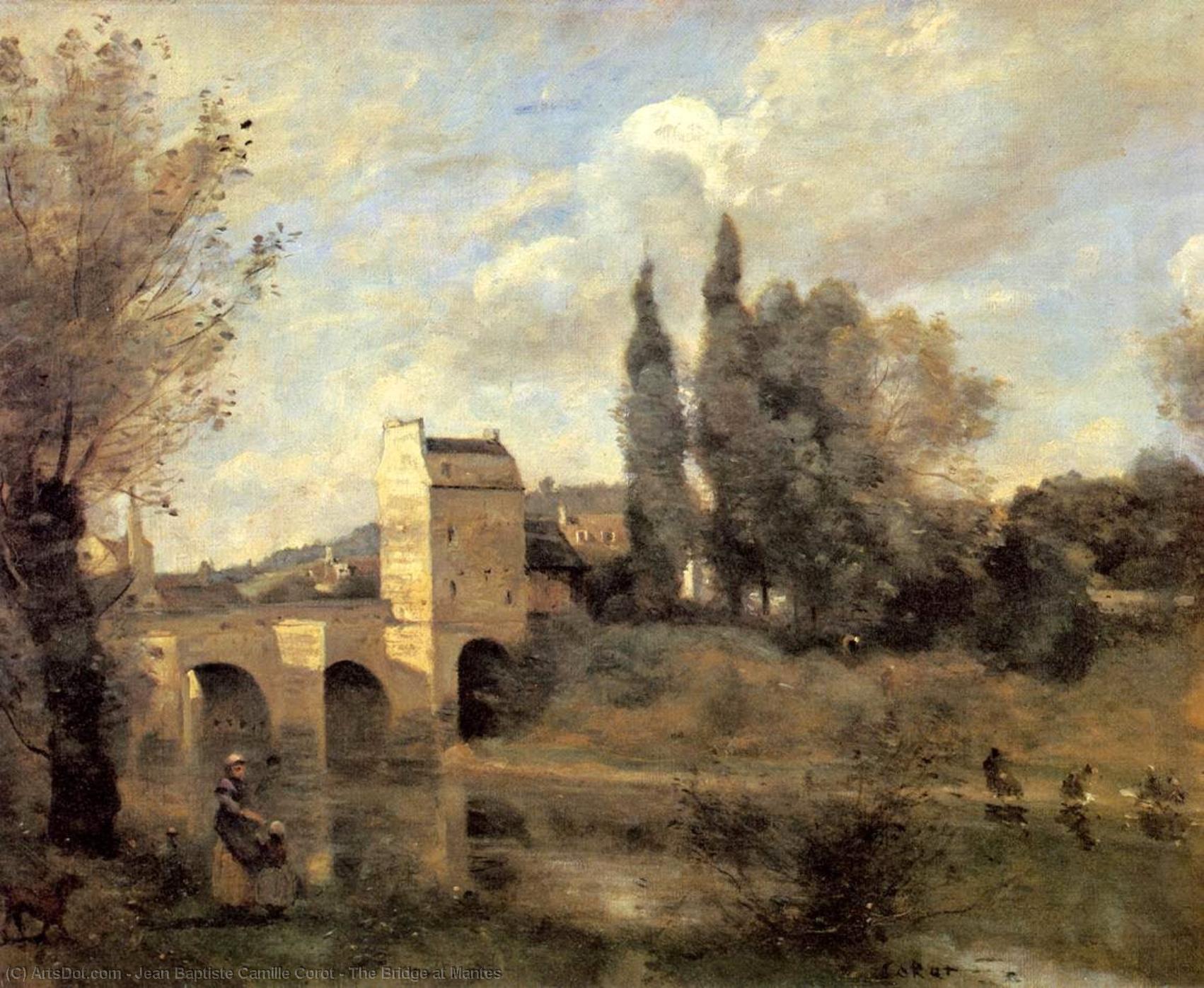 WikiOO.org - Güzel Sanatlar Ansiklopedisi - Resim, Resimler Jean Baptiste Camille Corot - The Bridge at Mantes