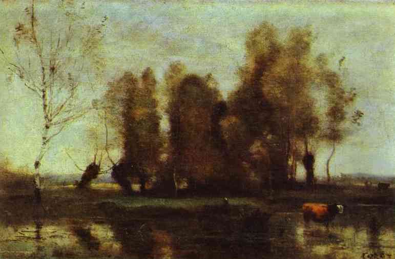 Wikioo.org - The Encyclopedia of Fine Arts - Painting, Artwork by Jean Baptiste Camille Corot - Trees on a Swamp