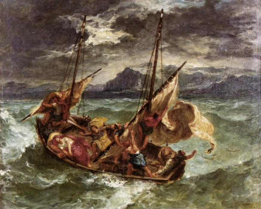 WikiOO.org - Енциклопедия за изящни изкуства - Живопис, Произведения на изкуството Eugène Delacroix - Christ on the Lake of Gennezaret1