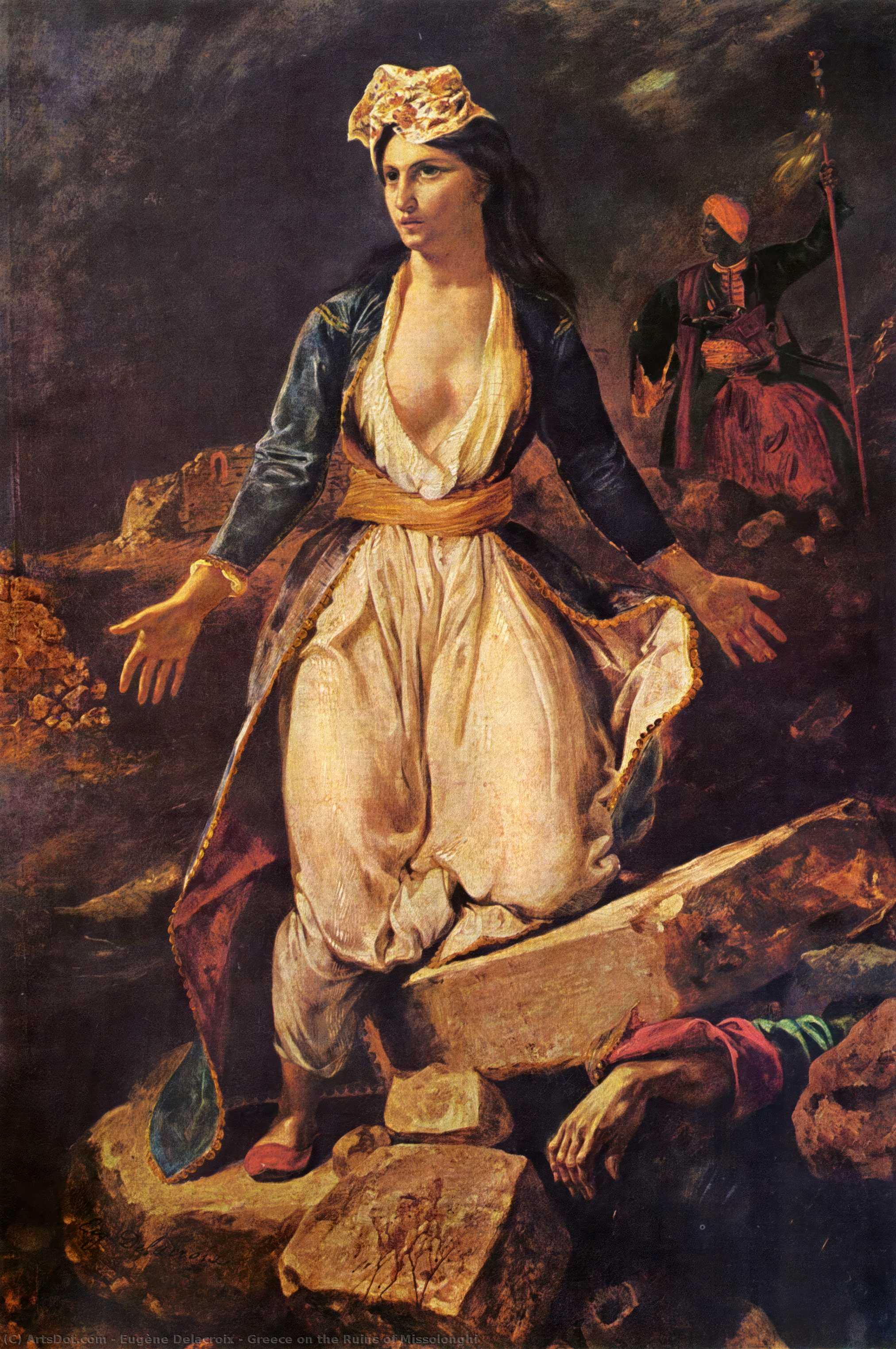 Wikioo.org - The Encyclopedia of Fine Arts - Painting, Artwork by Eugène Delacroix - Greece on the Ruins of Missolonghi