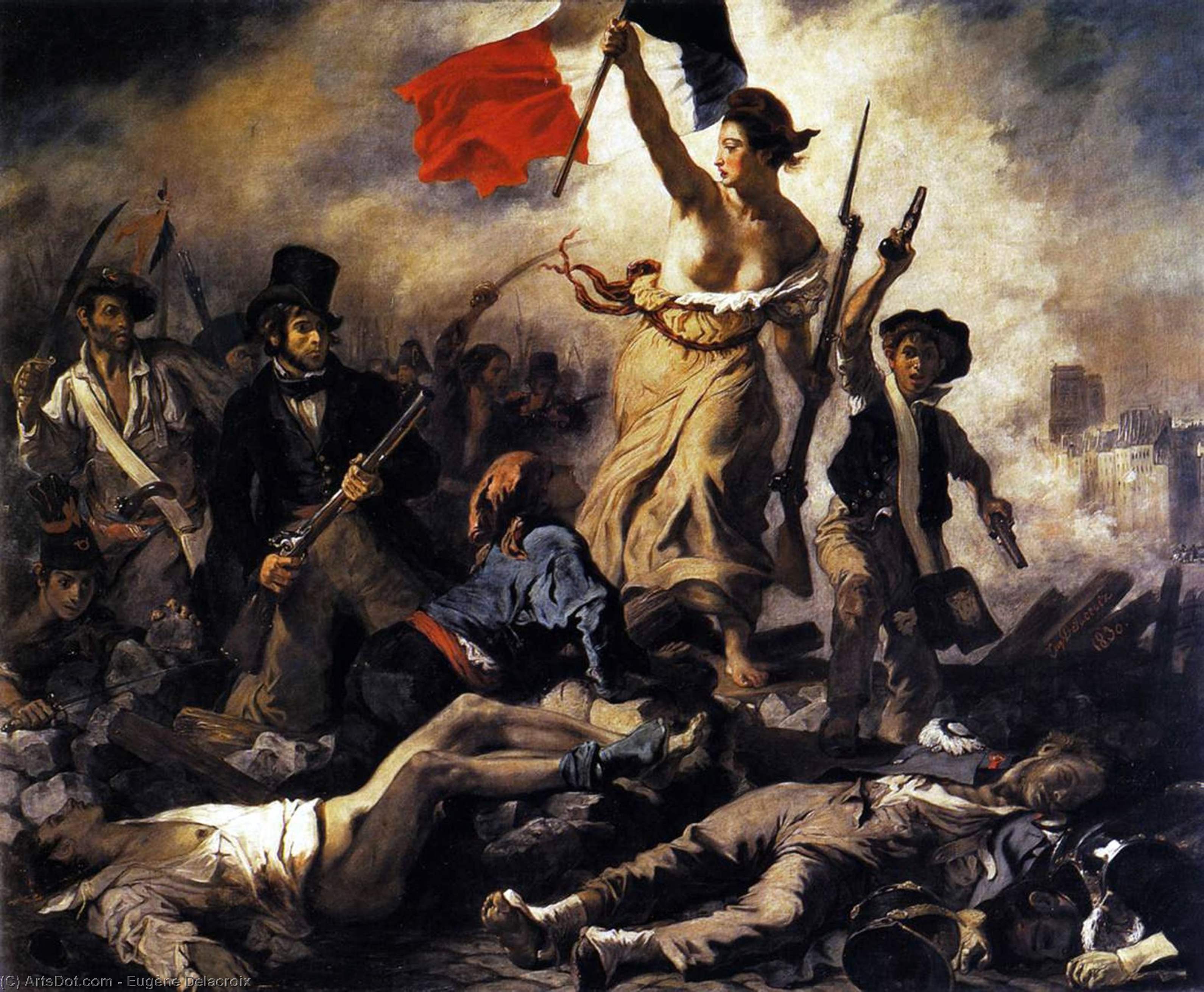 WikiOO.org - Encyclopedia of Fine Arts - Malba, Artwork Eugène Delacroix - Liberty Leading the People