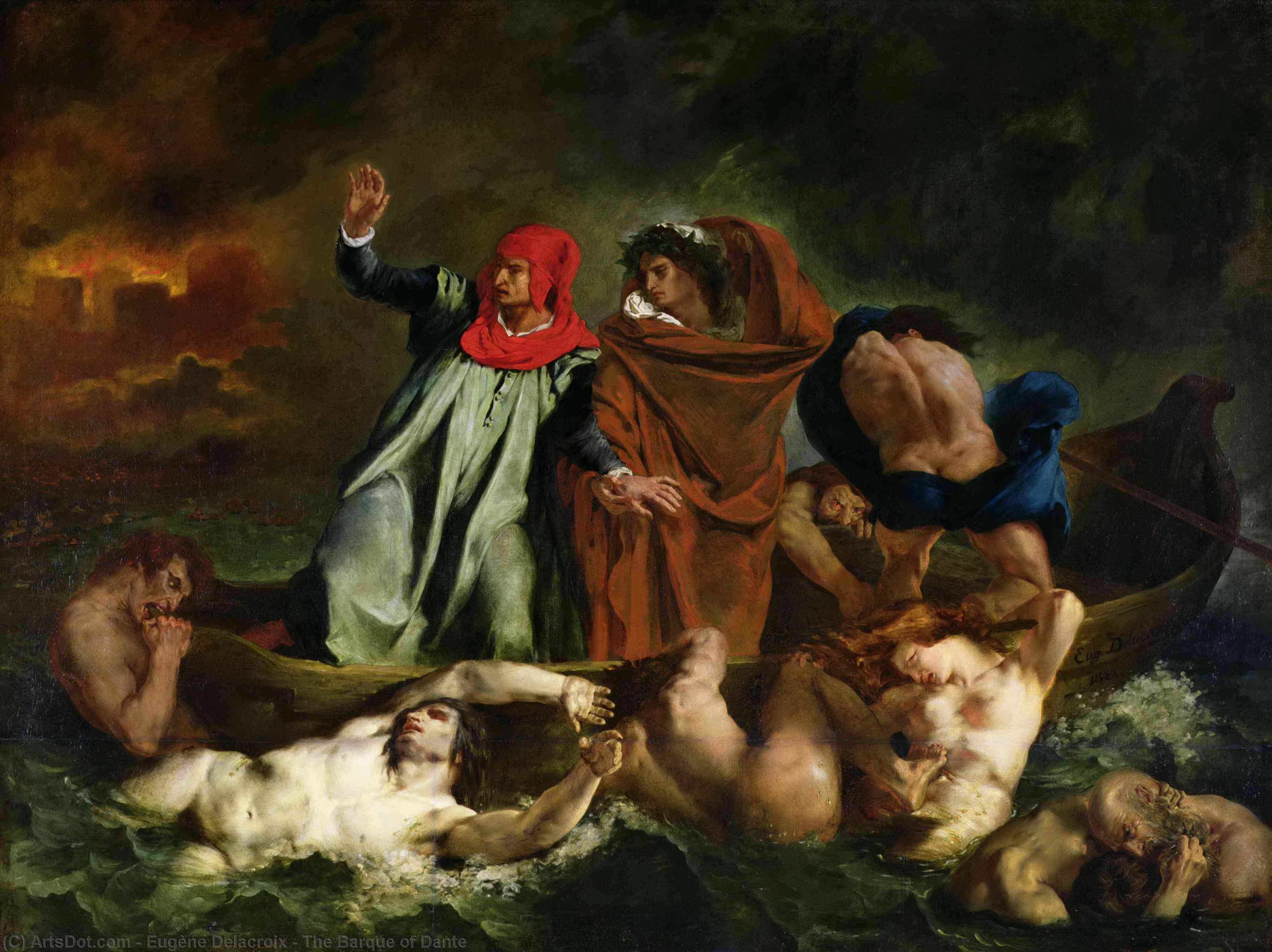 WikiOO.org - Encyclopedia of Fine Arts - Lukisan, Artwork Eugène Delacroix - The Barque of Dante