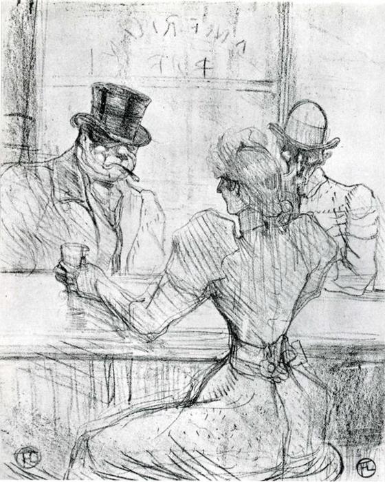 Wikioo.org - The Encyclopedia of Fine Arts - Painting, Artwork by Henri De Toulouse Lautrec - At the Bar Picton, Rue Scribe
