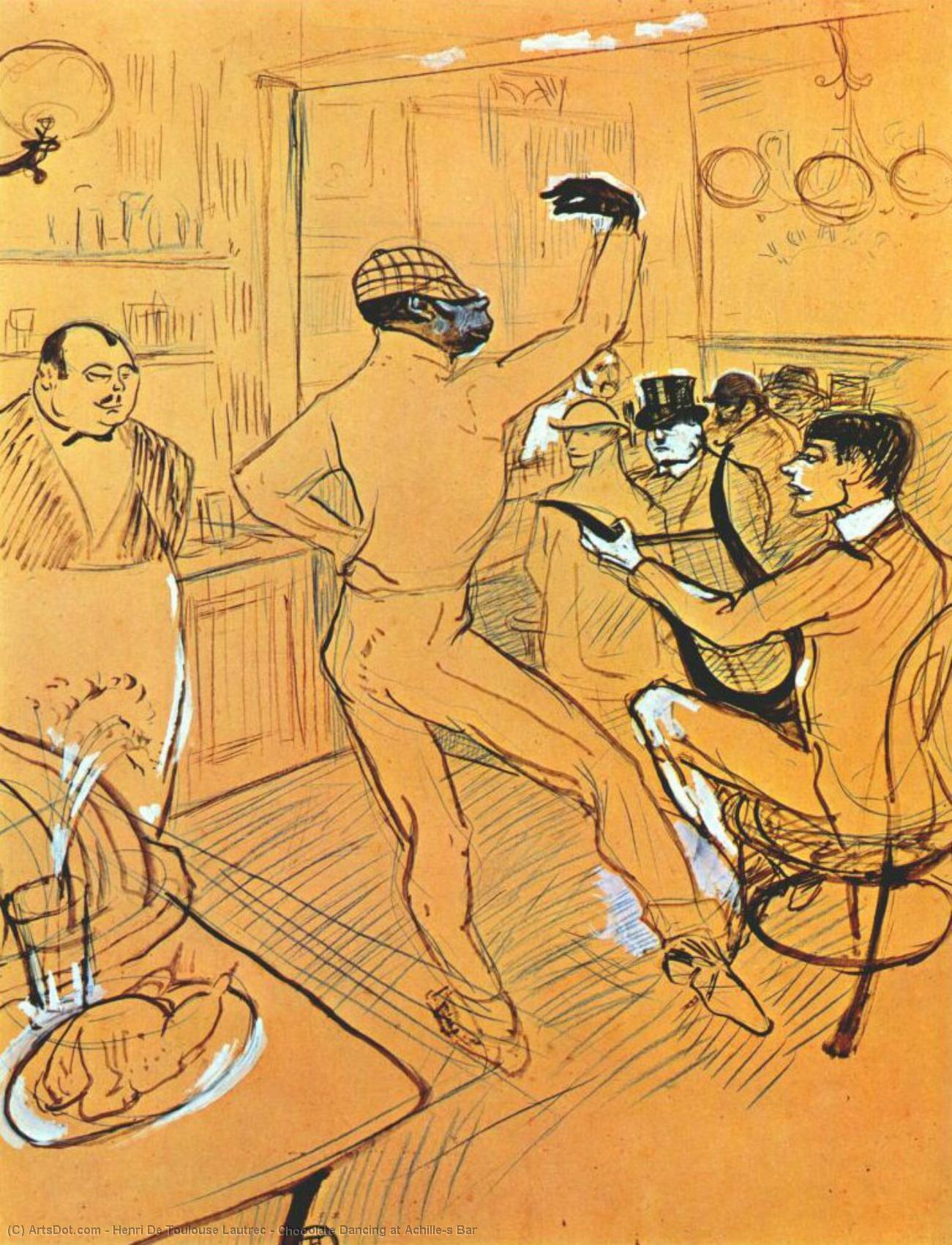 Wikioo.org – L'Encyclopédie des Beaux Arts - Peinture, Oeuvre de Henri De Toulouse Lautrec - Chocolat Danse au bar Achille