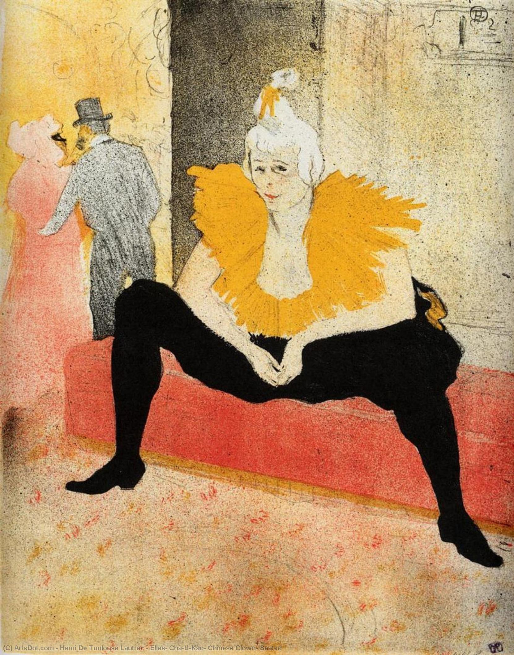 Wikioo.org - The Encyclopedia of Fine Arts - Painting, Artwork by Henri De Toulouse Lautrec - Elles, Cha-U-Kao, Chinese Clown, Seated