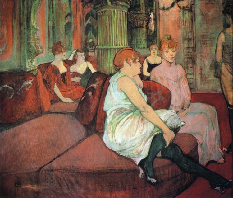 WikiOO.org - Encyclopedia of Fine Arts - Festés, Grafika Henri De Toulouse Lautrec - In the Salon at the Rue des Moulins