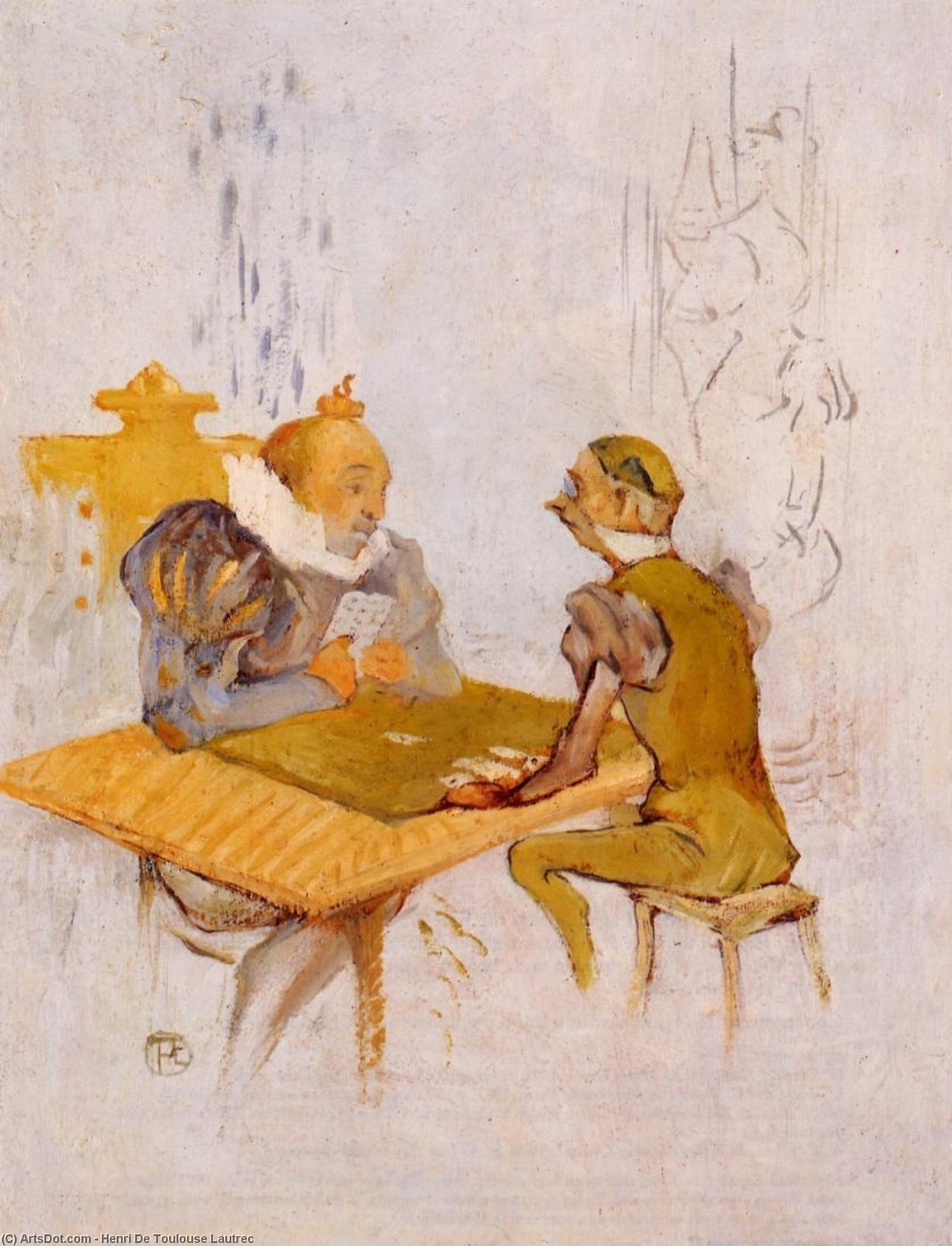 Wikioo.org - The Encyclopedia of Fine Arts - Painting, Artwork by Henri De Toulouse Lautrec - Le Belle et la Bete - Le Besigue