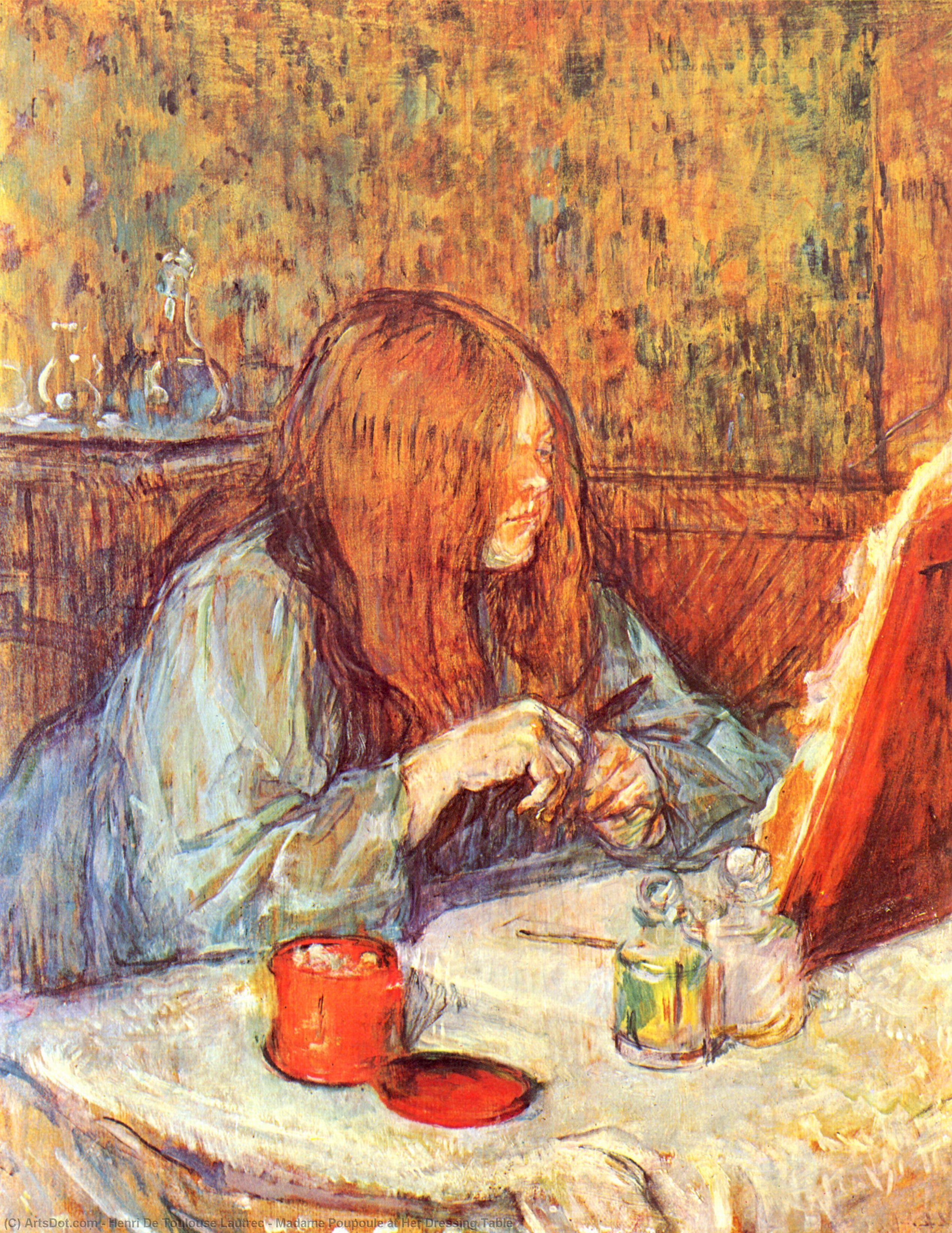 Wikioo.org - Die Enzyklopädie bildender Kunst - Malerei, Kunstwerk von Henri De Toulouse Lautrec - Madame Poupoule an ihrer Frisierkommode