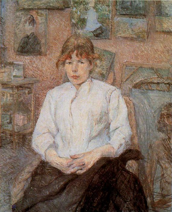 Wikioo.org - The Encyclopedia of Fine Arts - Painting, Artwork by Henri De Toulouse Lautrec - Rousse au caraco blanc