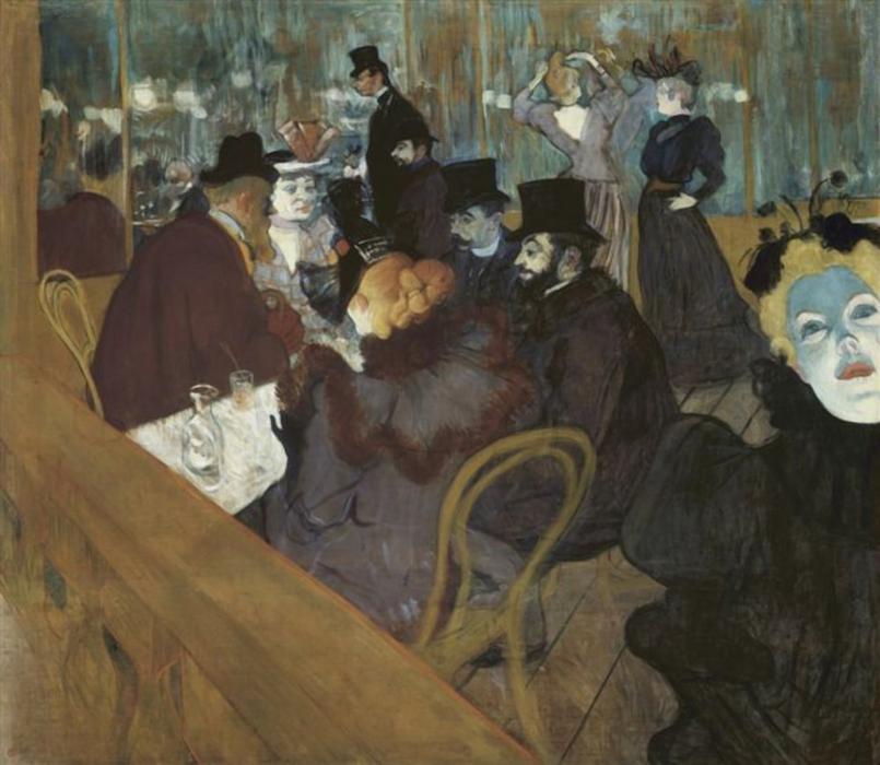 Wikioo.org - The Encyclopedia of Fine Arts - Painting, Artwork by Henri De Toulouse Lautrec - Self-portrait in the crowd, at the Moulin Rouge