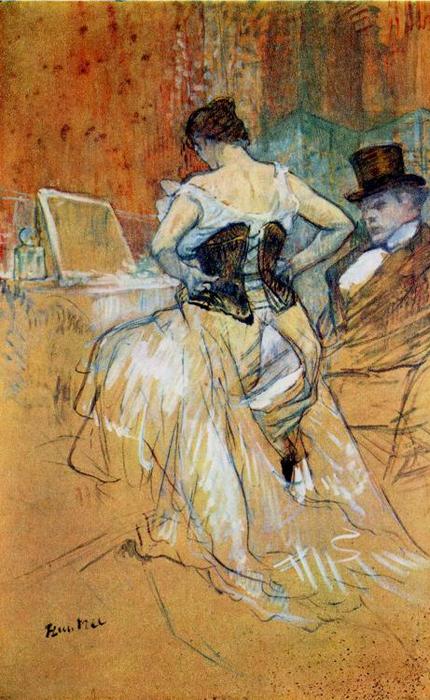 Wikioo.org - The Encyclopedia of Fine Arts - Painting, Artwork by Henri De Toulouse Lautrec - Study for Elles, Woman in a Corset