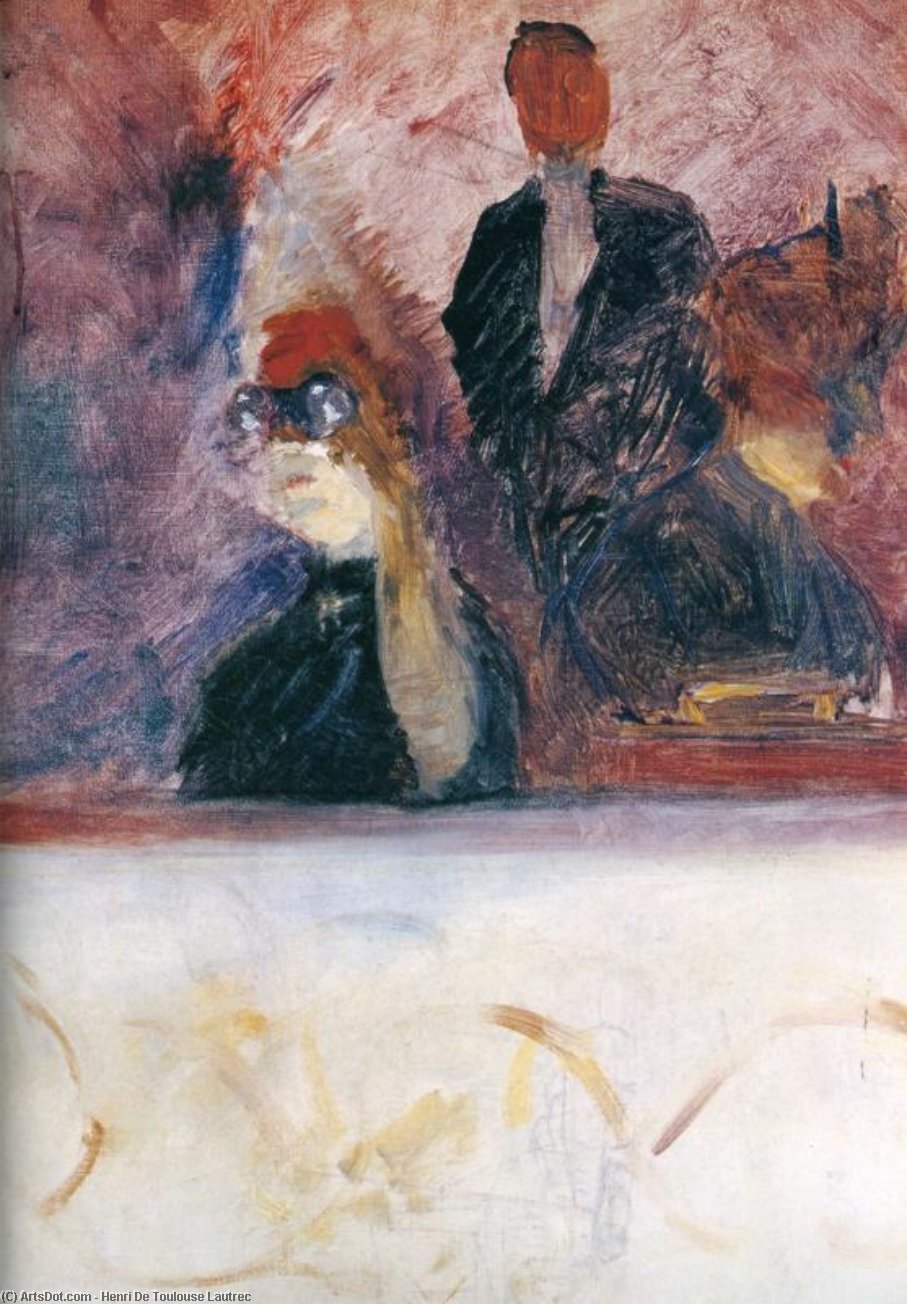 Wikioo.org - The Encyclopedia of Fine Arts - Painting, Artwork by Henri De Toulouse Lautrec - The Theater Box with the Gilded Mask