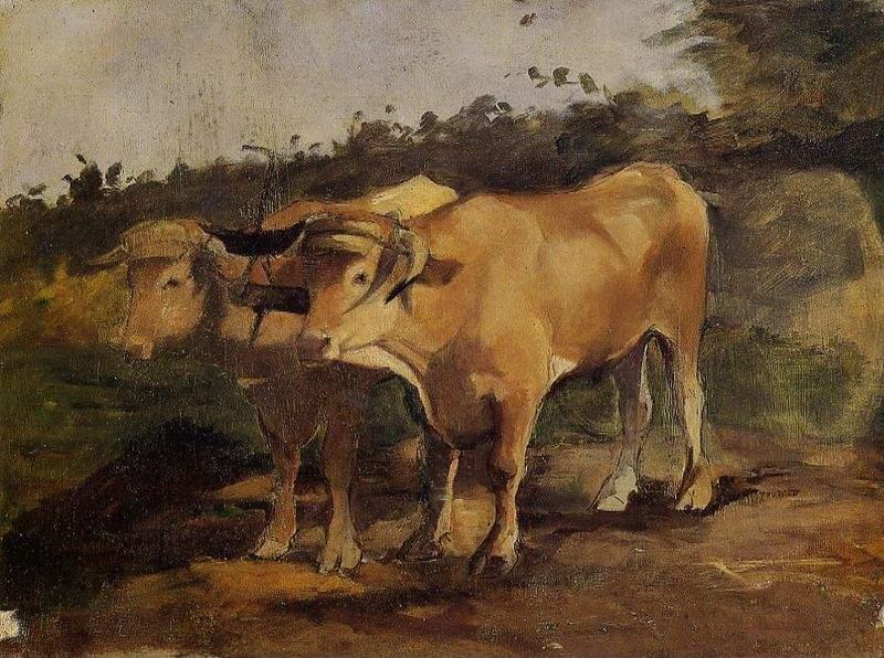 Wikoo.org - موسوعة الفنون الجميلة - اللوحة، العمل الفني Henri De Toulouse Lautrec - Two Bulls Wearing a Yoke