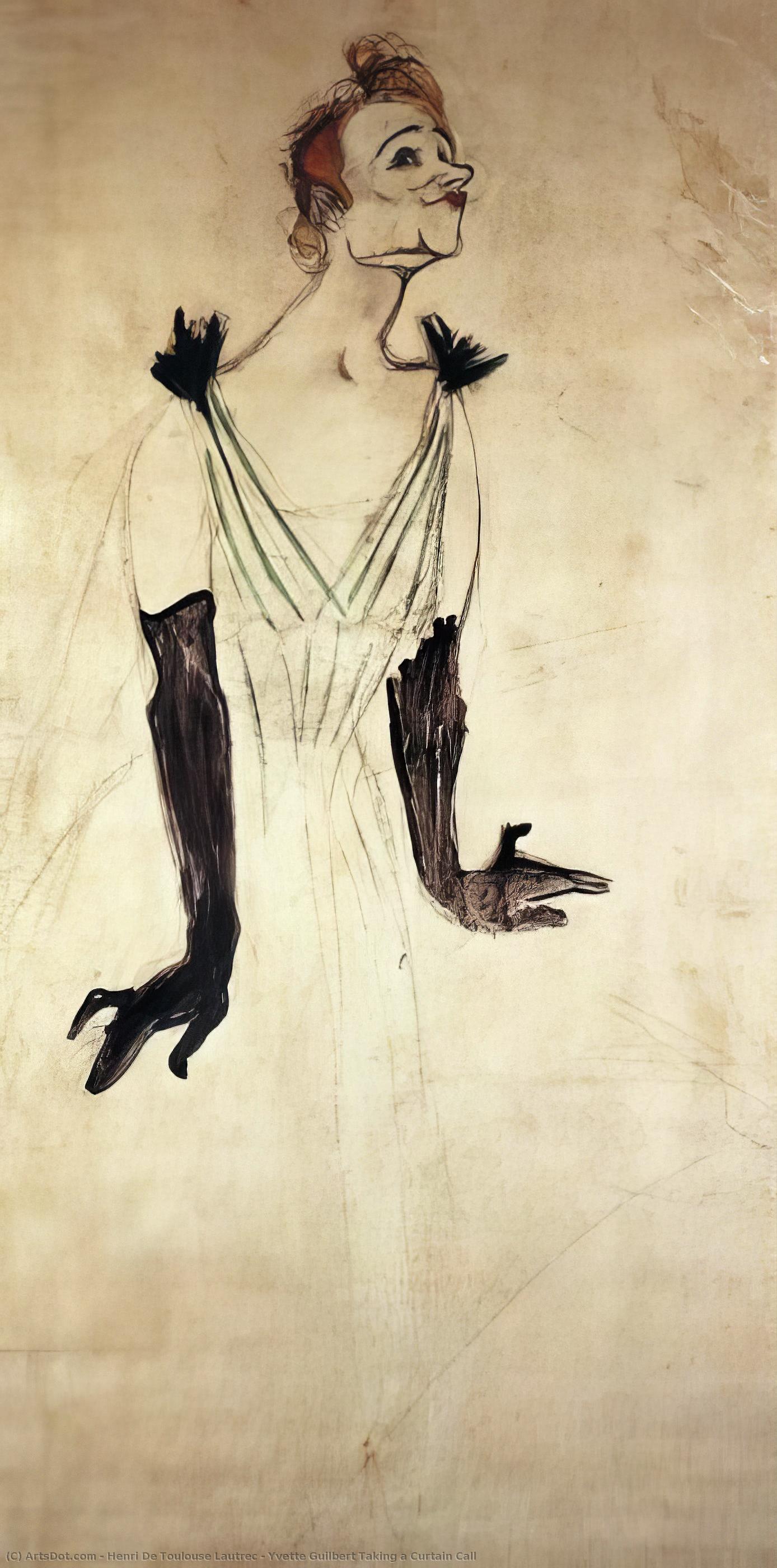 WikiOO.org - 백과 사전 - 회화, 삽화 Henri De Toulouse Lautrec - Yvette Guilbert Taking a Curtain Call