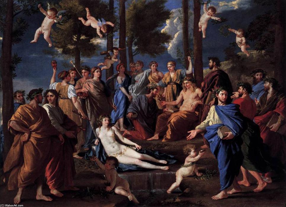 Wikioo.org - The Encyclopedia of Fine Arts - Painting, Artwork by Nicolas Poussin - Apollo and the Muses (Parnassus)