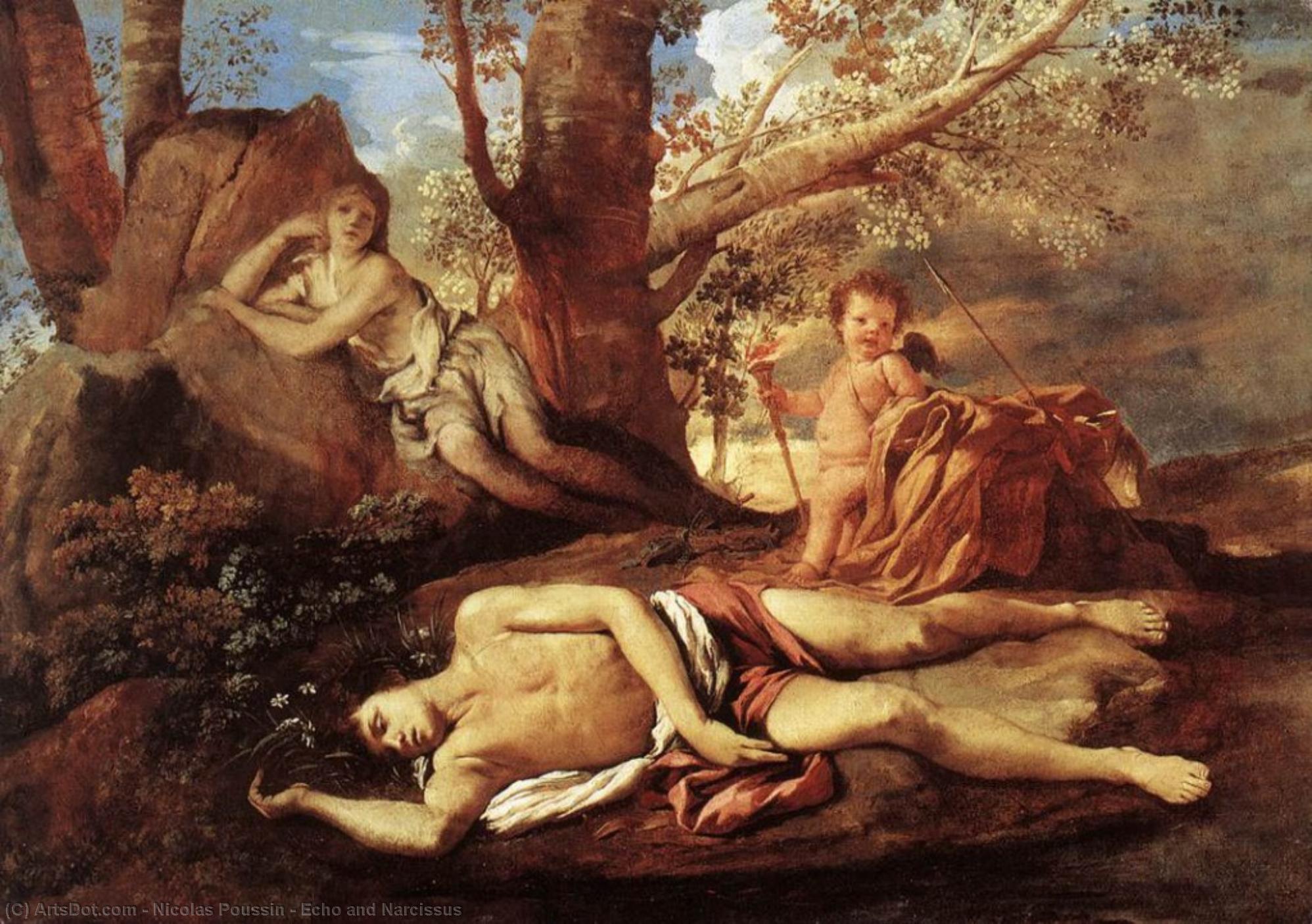 WikiOO.org - Encyclopedia of Fine Arts - Maľba, Artwork Nicolas Poussin - Echo and Narcissus