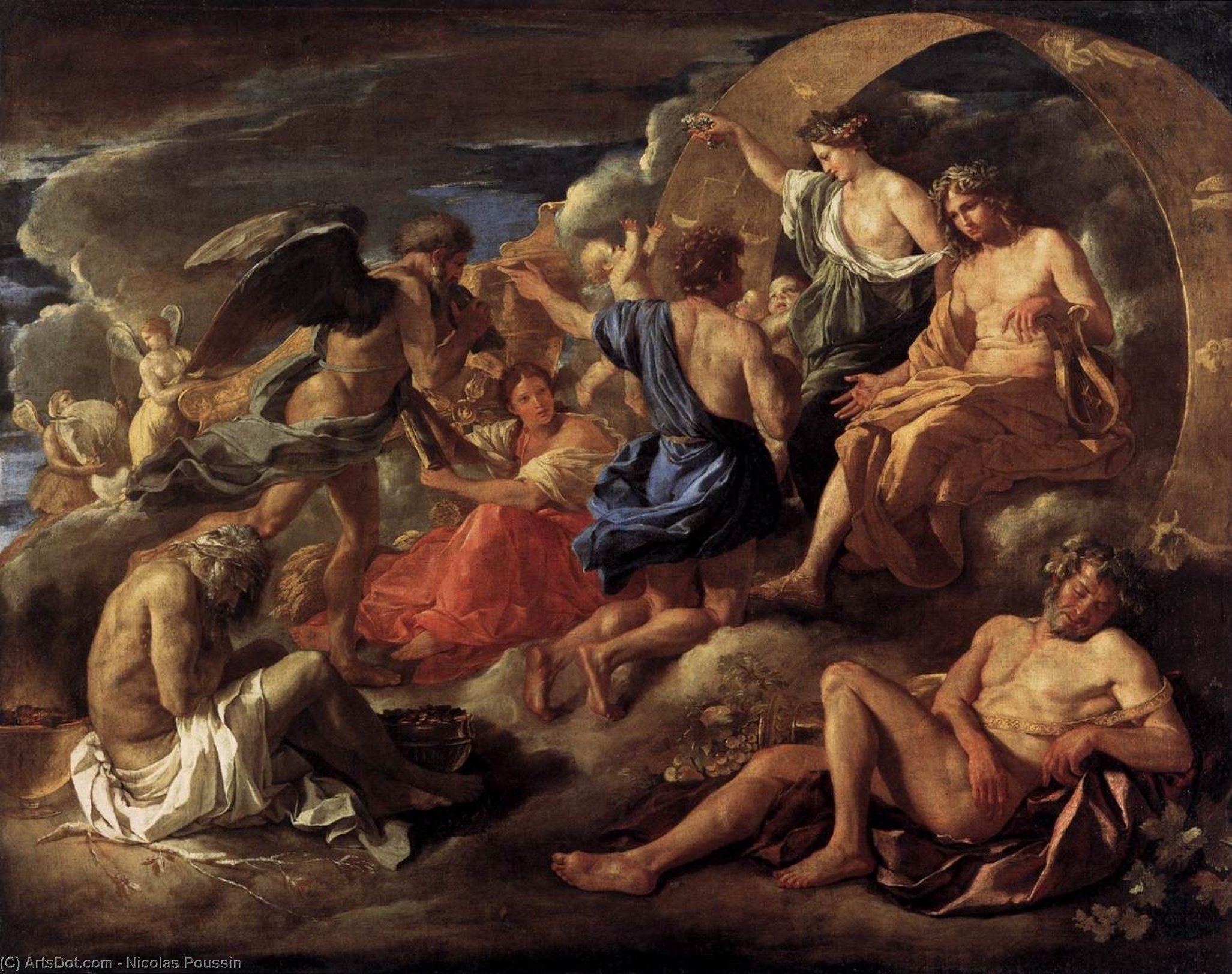 Wikioo.org - The Encyclopedia of Fine Arts - Painting, Artwork by Nicolas Poussin - Helios and Phaeton with Saturn and the Four Seasons