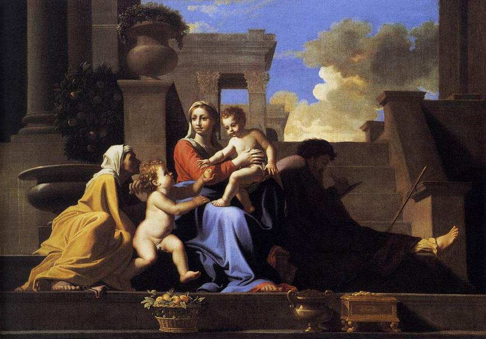 Wikioo.org – L'Enciclopedia delle Belle Arti - Pittura, Opere di Nicolas Poussin - sacra famiglia sui gradini