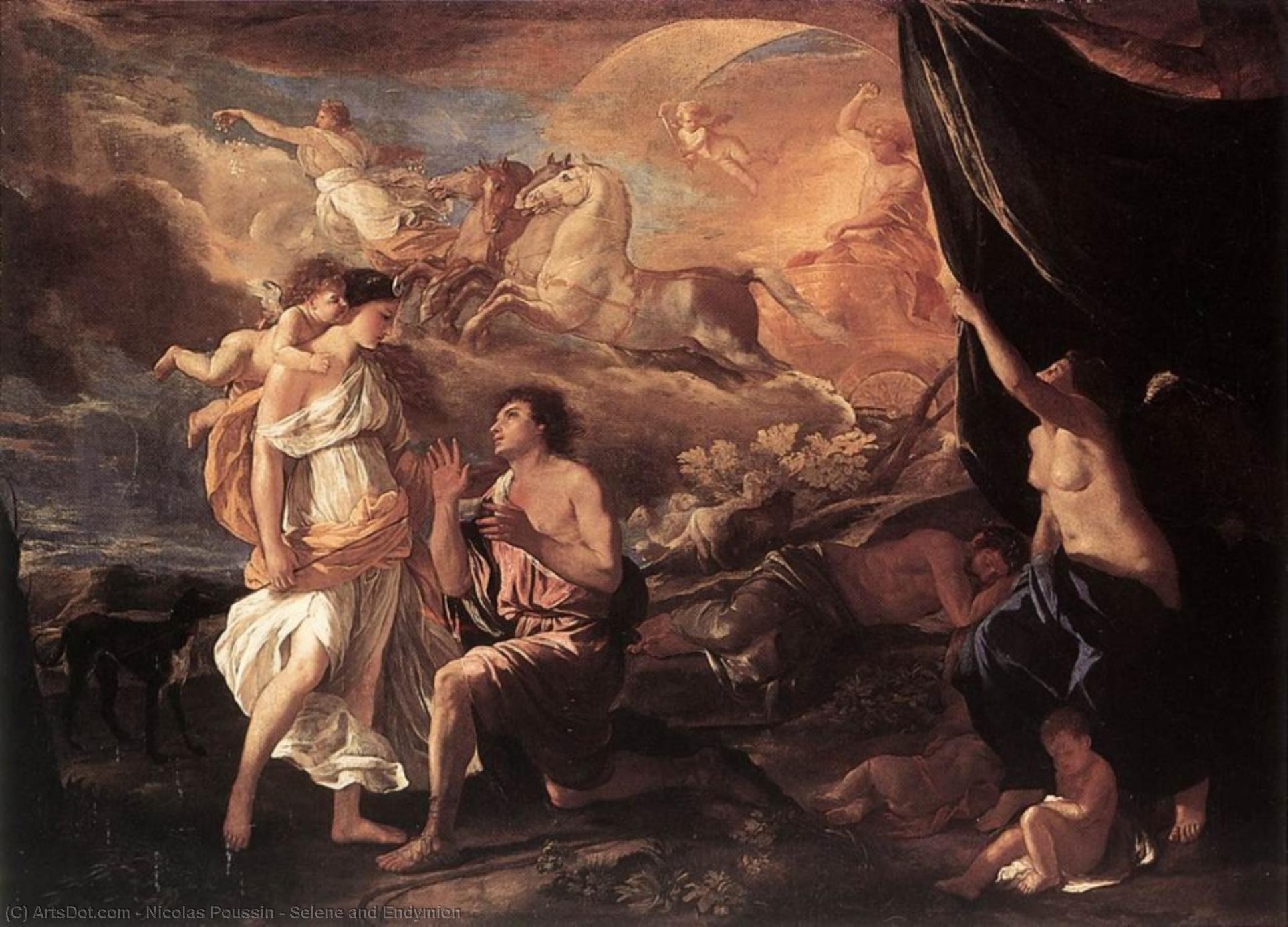 Wikioo.org - The Encyclopedia of Fine Arts - Painting, Artwork by Nicolas Poussin - Selene and Endymion