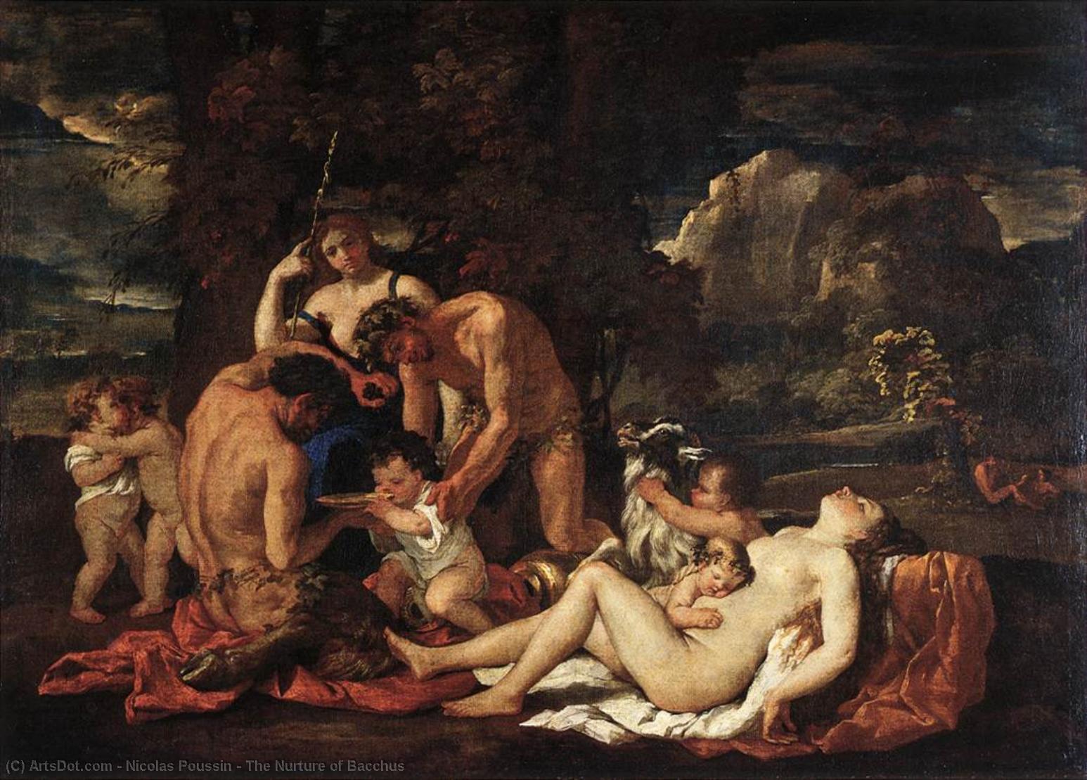 Wikioo.org - The Encyclopedia of Fine Arts - Painting, Artwork by Nicolas Poussin - The Nurture of Bacchus