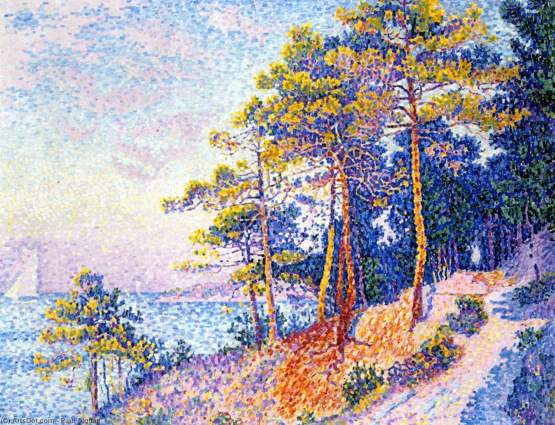 Wikioo.org - The Encyclopedia of Fine Arts - Painting, Artwork by Paul Signac - Above Saint-Tropez, the Customs House Pathway