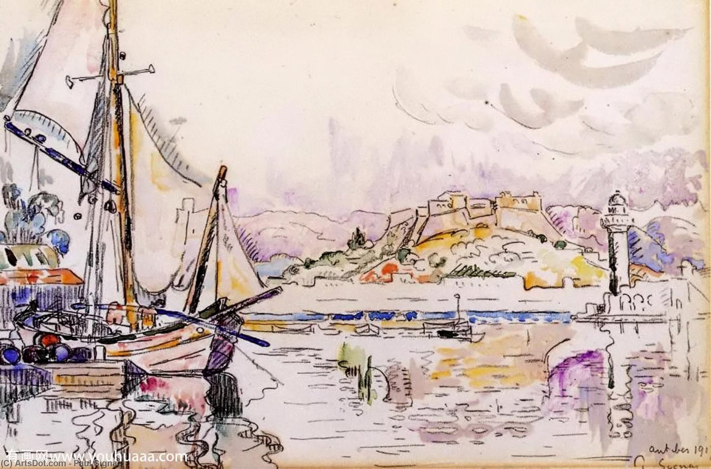 Wikioo.org - The Encyclopedia of Fine Arts - Painting, Artwork by Paul Signac - Antibes