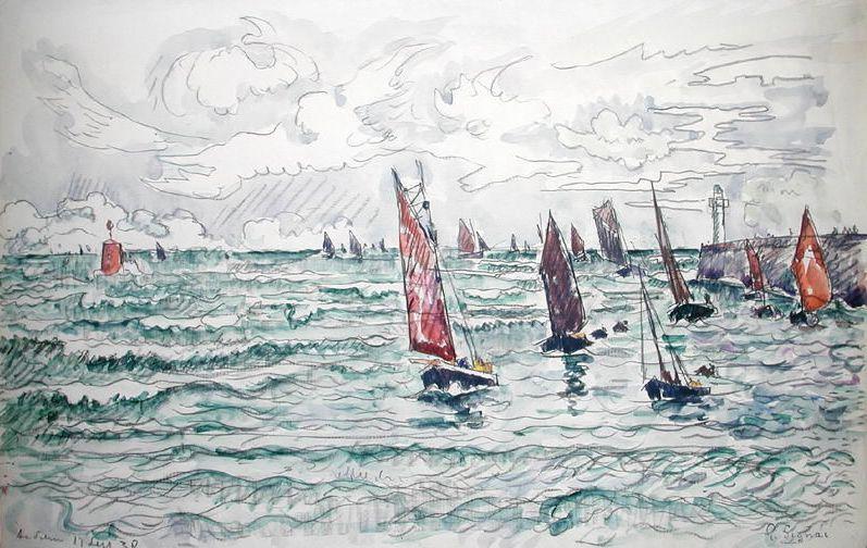 Wikioo.org - The Encyclopedia of Fine Arts - Painting, Artwork by Paul Signac - Audierne, Return of the Fishing Boats