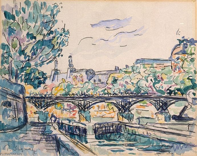 Wikioo.org - The Encyclopedia of Fine Arts - Painting, Artwork by Paul Signac - Bank of the Seine Near the Pont des Arts with a View of the