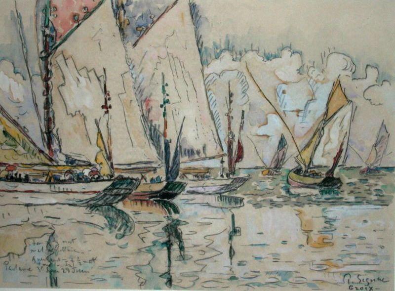 WikiOO.org - Güzel Sanatlar Ansiklopedisi - Resim, Resimler Paul Signac - Departure of Three-Masted Boats at Croix-de-Vie