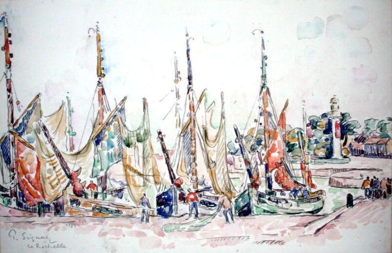 WikiOO.org - אנציקלופדיה לאמנויות יפות - ציור, יצירות אמנות Paul Signac - La Rochelle, Boats