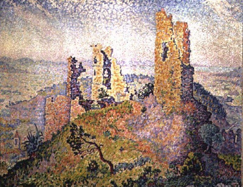 Wikoo.org - موسوعة الفنون الجميلة - اللوحة، العمل الفني Paul Signac - Landscape with a ruined castle