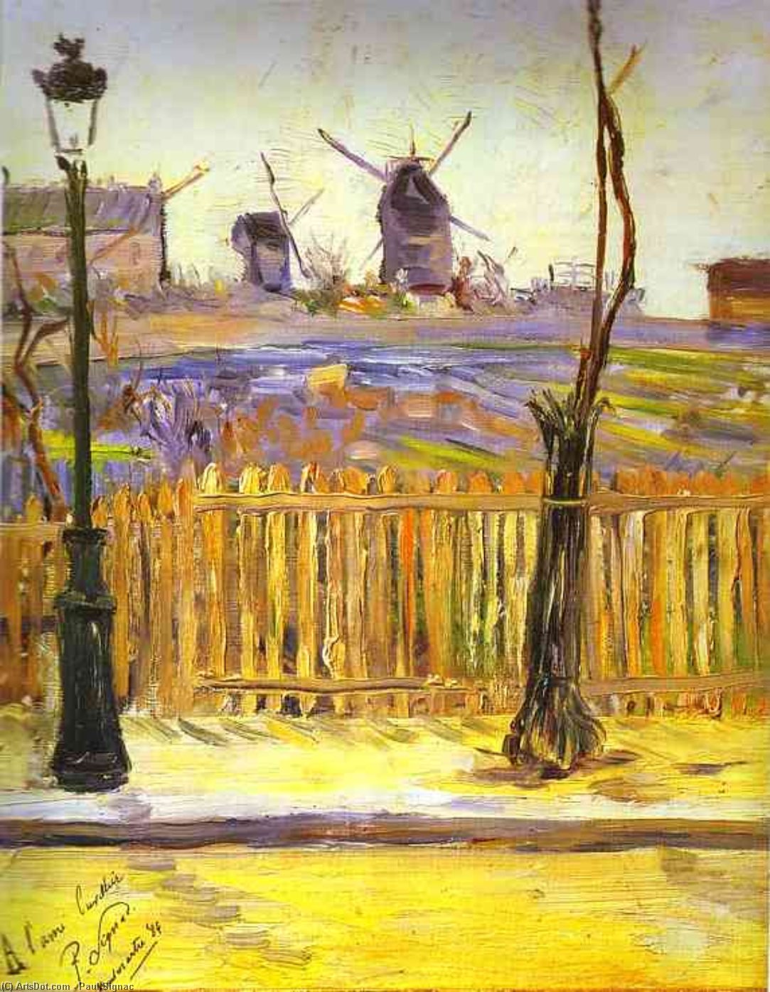 Wikioo.org - The Encyclopedia of Fine Arts - Painting, Artwork by Paul Signac - Rue Caulaincourt. Mills on Montmarte