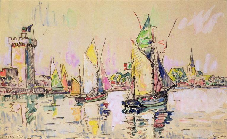 Wikoo.org - موسوعة الفنون الجميلة - اللوحة، العمل الفني Paul Signac - Sailing Boats at Les Sables-d'Olonne