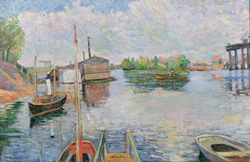 Wikioo.org - The Encyclopedia of Fine Arts - Painting, Artwork by Paul Signac - The Bateau-Lavoir at Asnieres