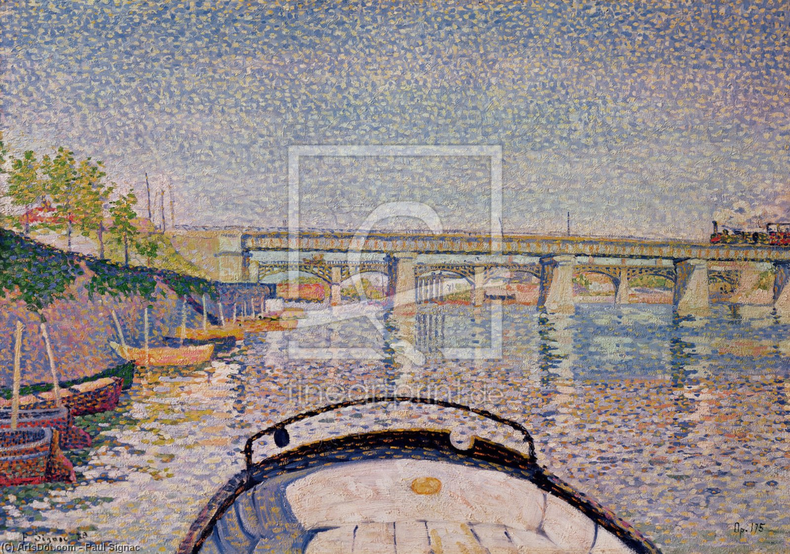 Wikioo.org - The Encyclopedia of Fine Arts - Painting, Artwork by Paul Signac - The Bridge at Asnieres