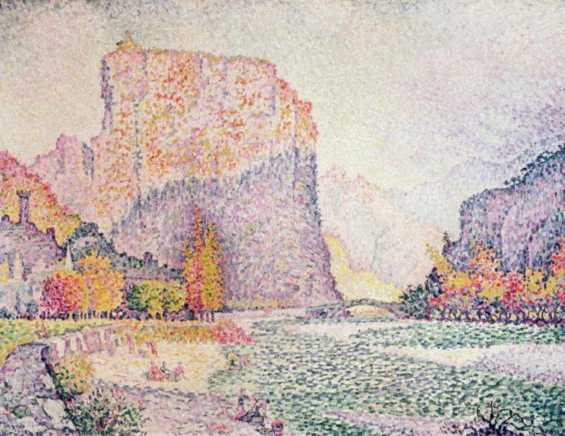 Wikioo.org - The Encyclopedia of Fine Arts - Painting, Artwork by Paul Signac - The Cliffs at Castellane