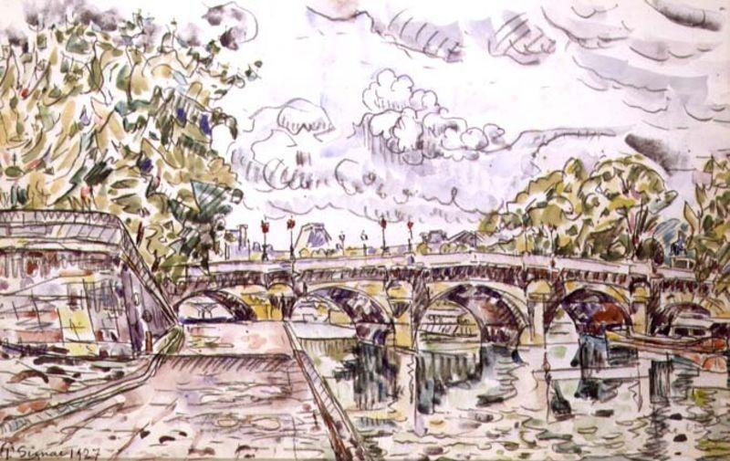 Wikoo.org - موسوعة الفنون الجميلة - اللوحة، العمل الفني Paul Signac - The Pont Neuf, Paris