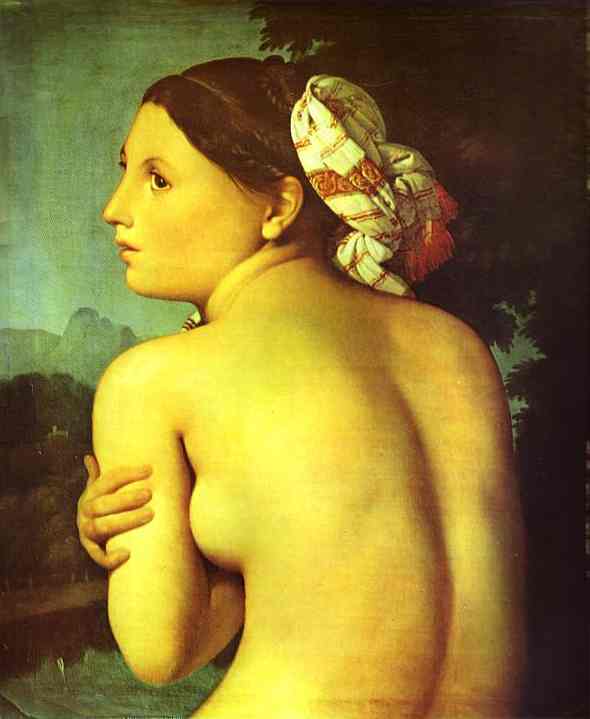 WikiOO.org - Encyclopedia of Fine Arts - Maľba, Artwork Jean Auguste Dominique Ingres - Half-figure of a Bather