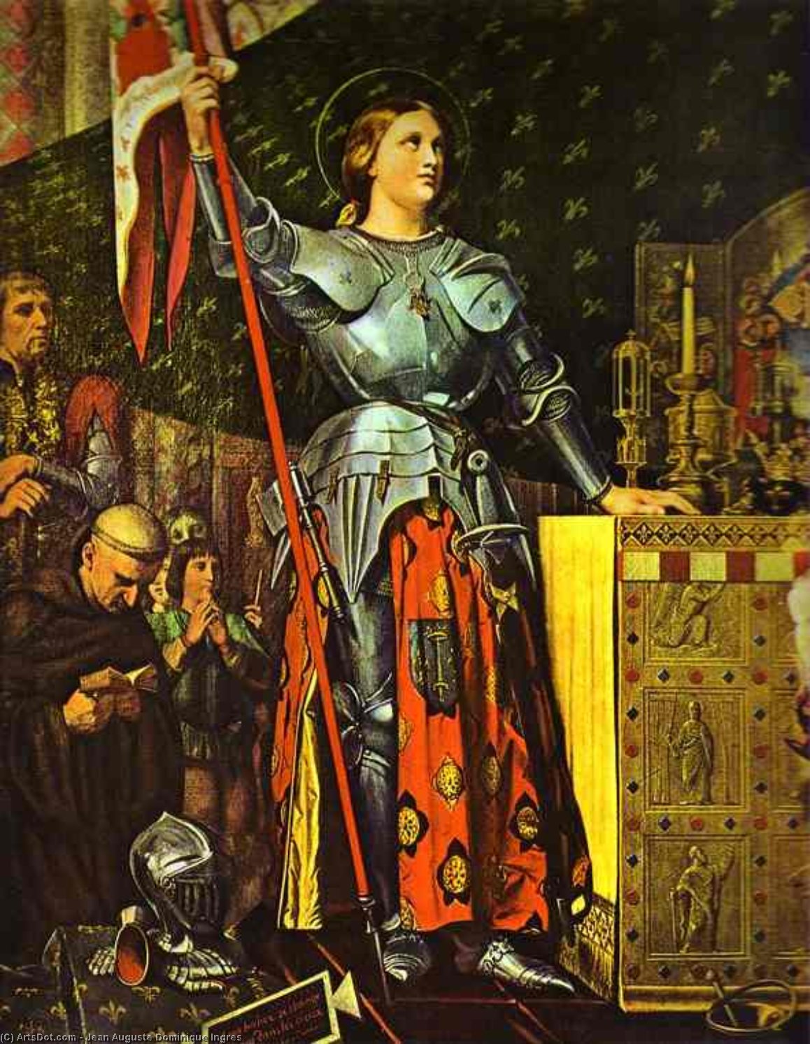 Wikioo.org - The Encyclopedia of Fine Arts - Painting, Artwork by Jean Auguste Dominique Ingres - Joan of Arc on Corronation of Charles VII in the Cathedral of Reims