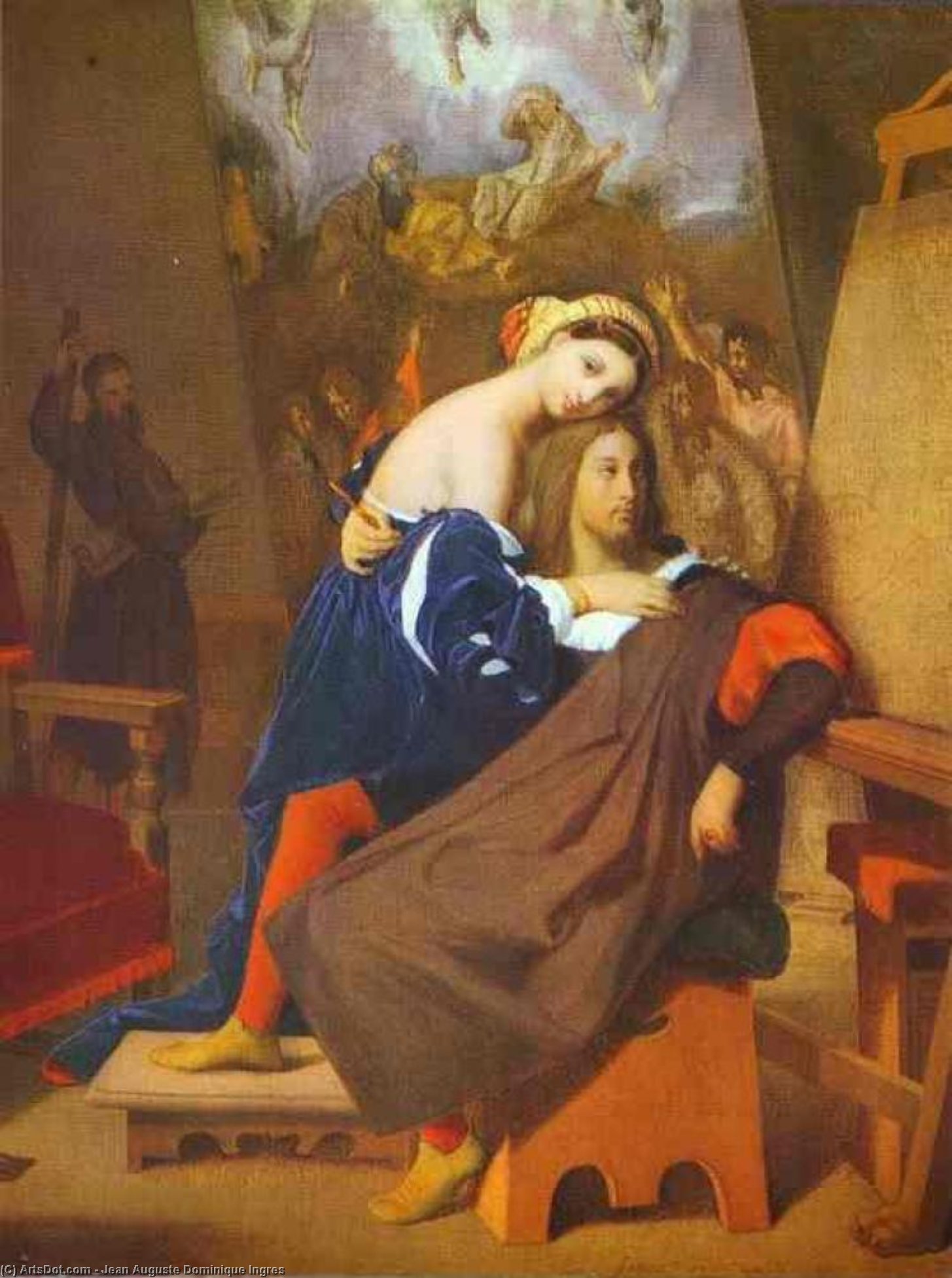 Wikioo.org - The Encyclopedia of Fine Arts - Painting, Artwork by Jean Auguste Dominique Ingres - Raphael and Fornarina