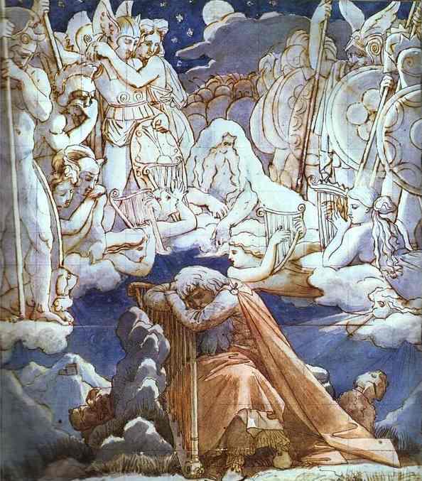 WikiOO.org - אנציקלופדיה לאמנויות יפות - ציור, יצירות אמנות Jean Auguste Dominique Ingres - The Songs of Ossian