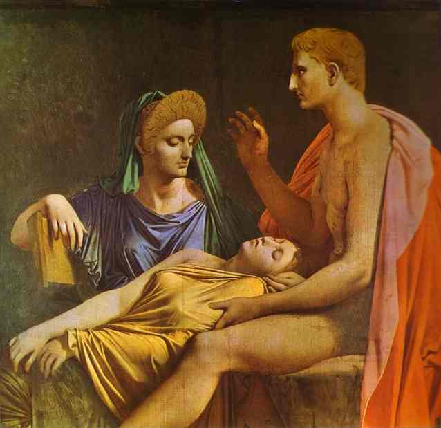 WikiOO.org - Encyclopedia of Fine Arts - Maľba, Artwork Jean Auguste Dominique Ingres - Virgil Reading Aeneid to Augustus, Octavia, and Livia
