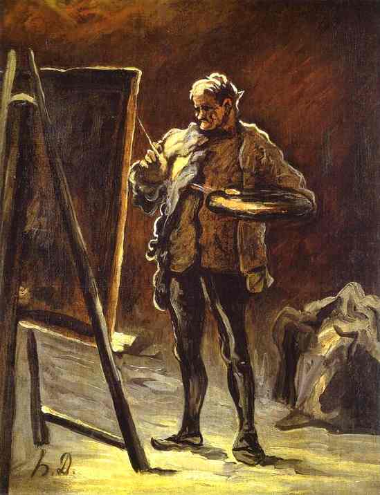 Wikioo.org - The Encyclopedia of Fine Arts - Painting, Artwork by Honoré Daumier - Artist in front of His Canvas