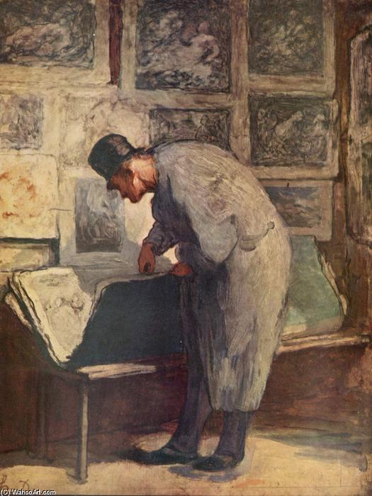 Wikioo.org - The Encyclopedia of Fine Arts - Painting, Artwork by Honoré Daumier - Der Kupferstich-Liebhaber (The Print Lover)